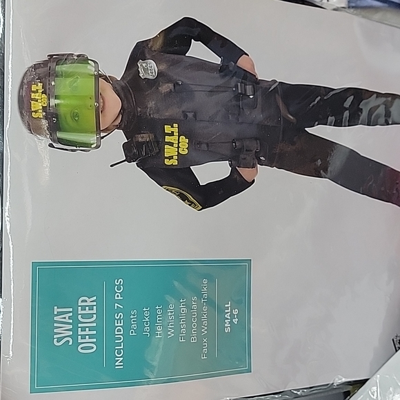 Kids SWAT Cop Costume - Black - Picture 4 of 5